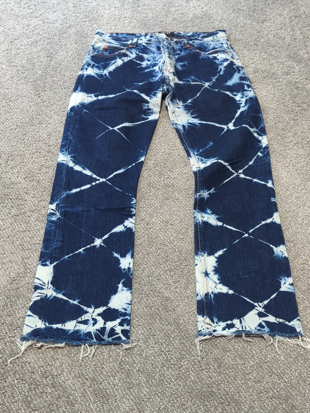 Guess Men's Tie-Dye Indigo & White Jeans